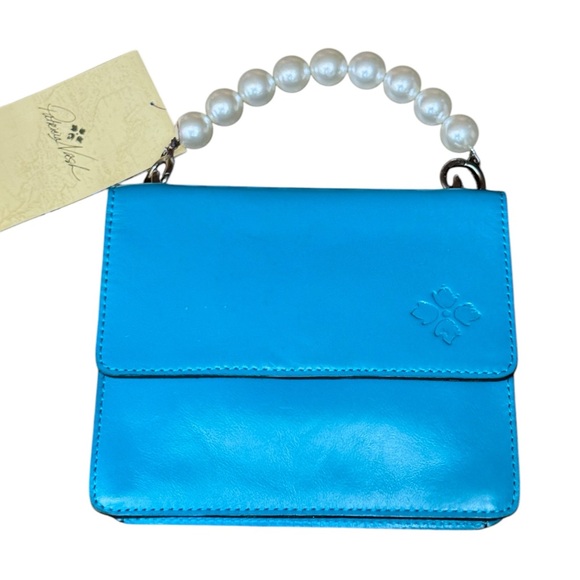 Patricia Nash VEOLIA Pearl Handle Turquoise Leather Crossbody - Picture 3 of 10